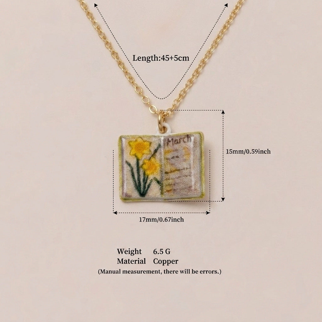 Retro Book Necklace For Women