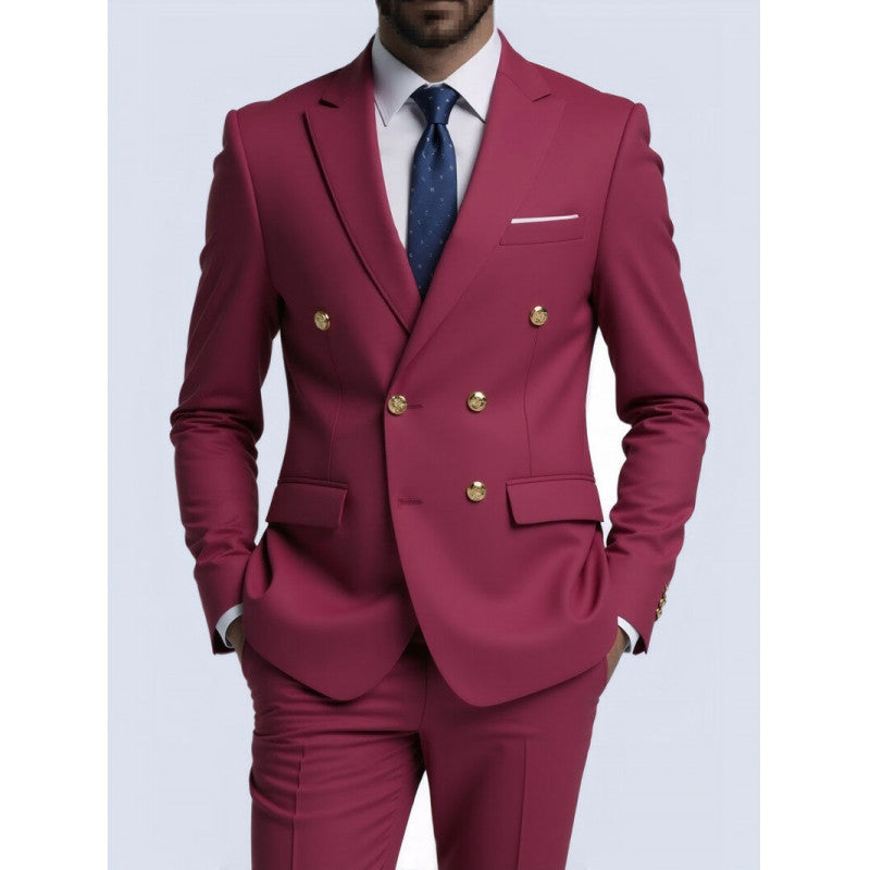 Mens Double-Breasted Fashionable Casual Blazer