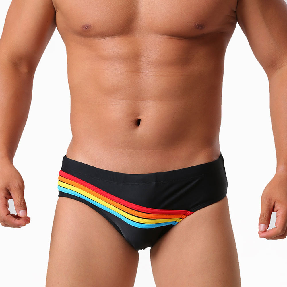 Triangular Three-dimensional Rainbow Swim Trunks Simple Stylish And Form-fitting