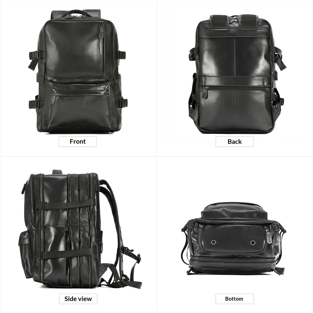 Leather Backpack, Travel Bag, Leather Top Layer, Cowhide Oil Wax Leather, Outdoor Hiking And Mountaineering Bag, Large Capacity Backpack