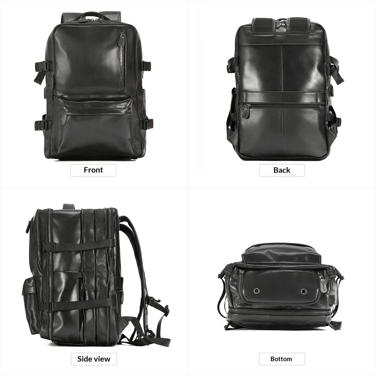 Leather Backpack, Travel Bag, Leather Top Layer, Cowhide Oil Wax Leather, Outdoor Hiking And Mountaineering Bag, Large Capacity Backpack