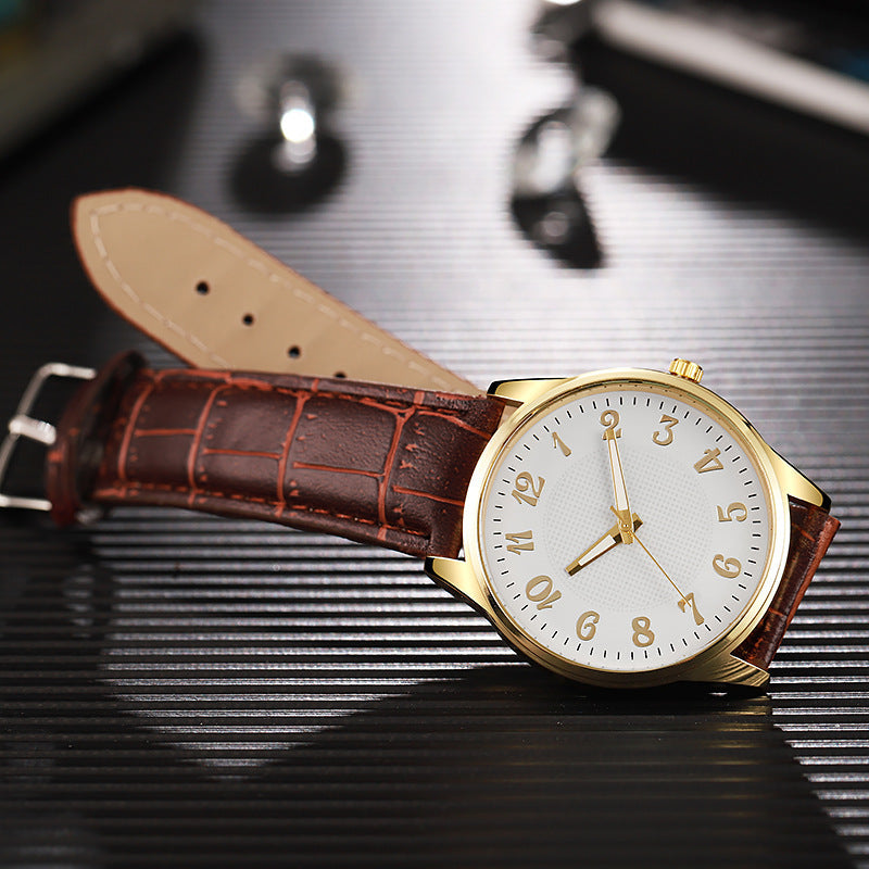 Quartz Mens Business-style Alloy Luminous Luxury Wristwatch With A Leather-band Feel