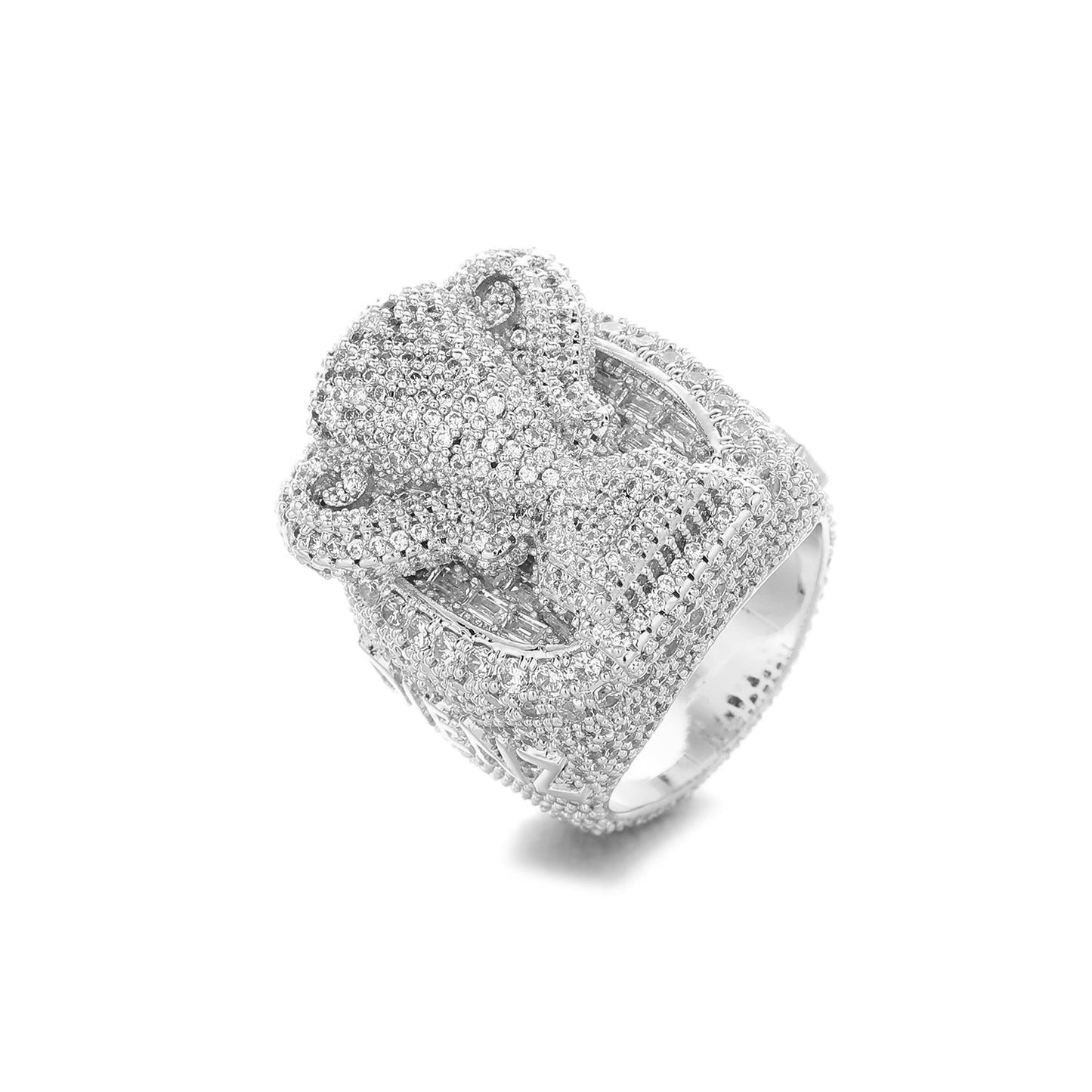 European And American Cross-border Hip-hop Style Ring Fully Paved With Zircons
