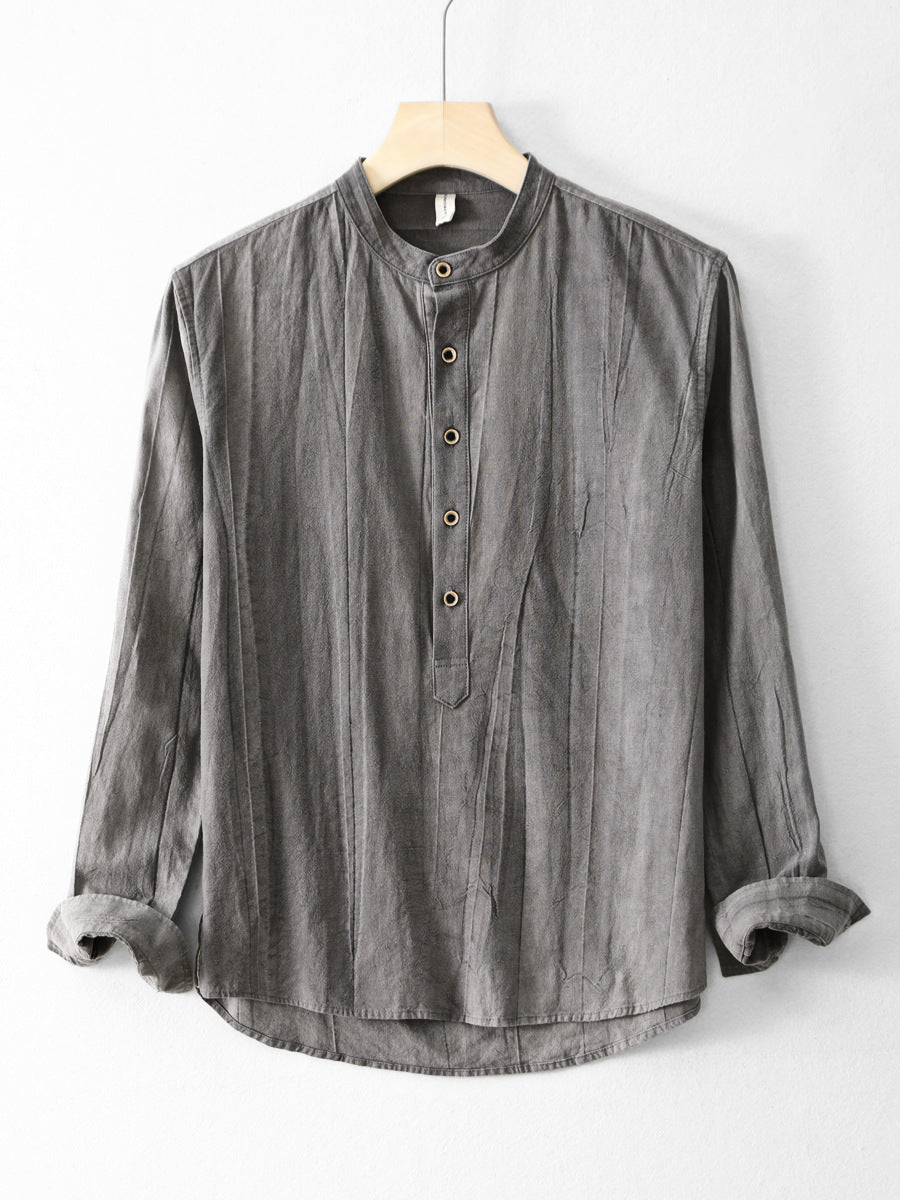 New Mens Ramie Minimalist Casual Shirt