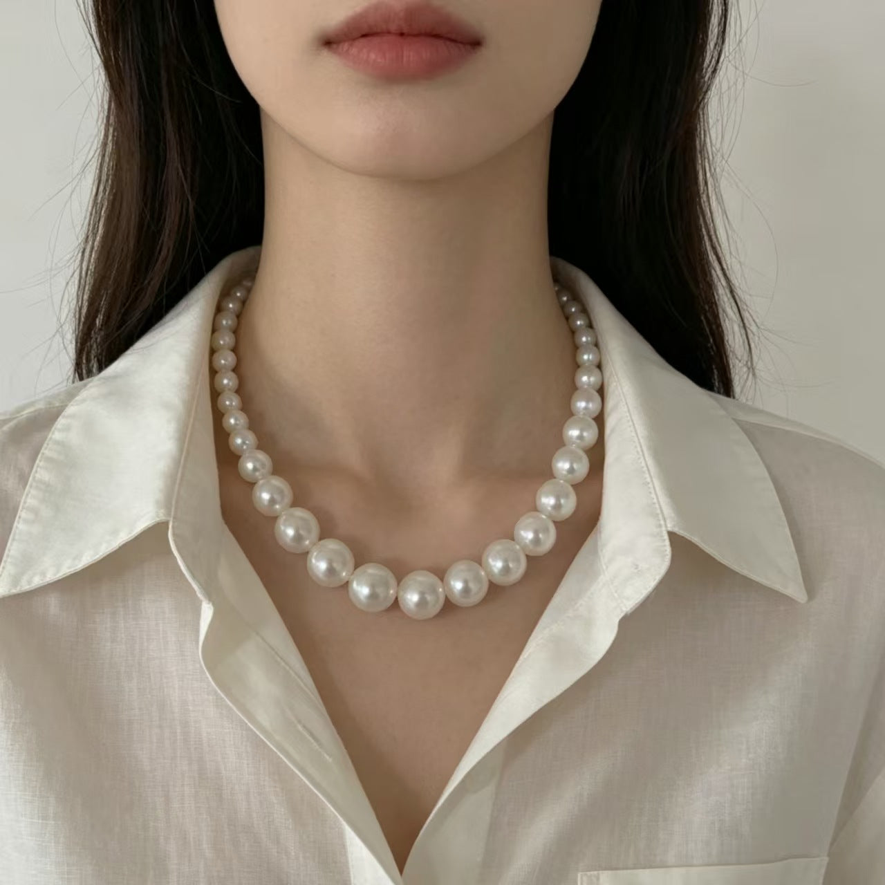 Retro Minimalist Chic French-style Faux Pearl Necklace