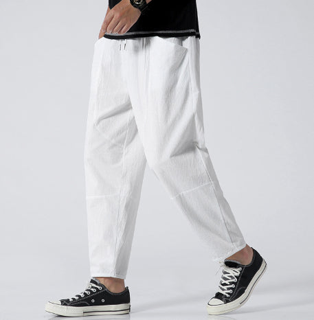 Loose Cotton Linen Cropped Harem Pants Casual