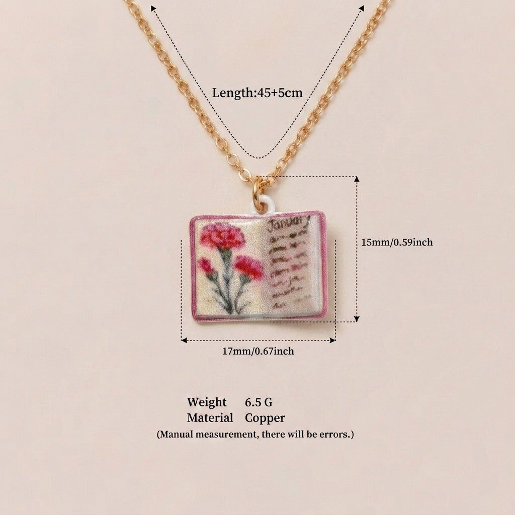 Retro Book Necklace For Women