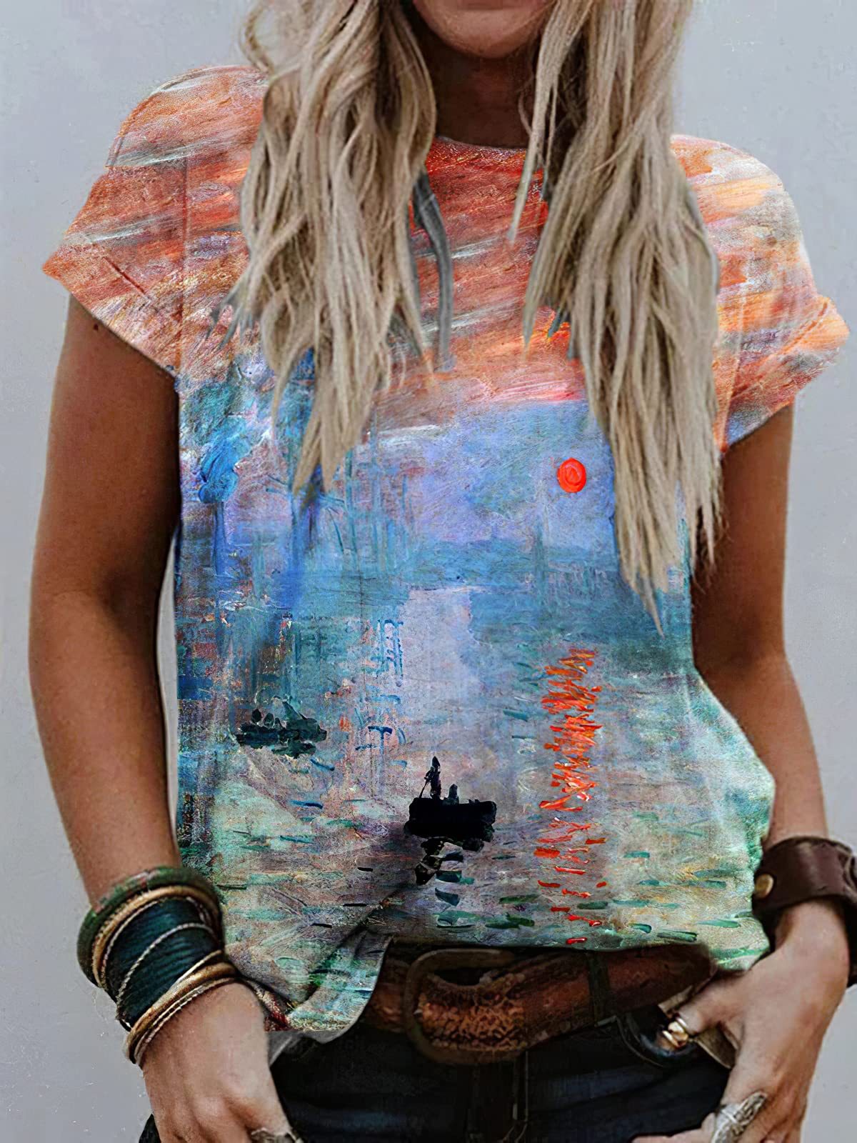 Women's Loose And Casual Fashion Fresh Print T-shirt