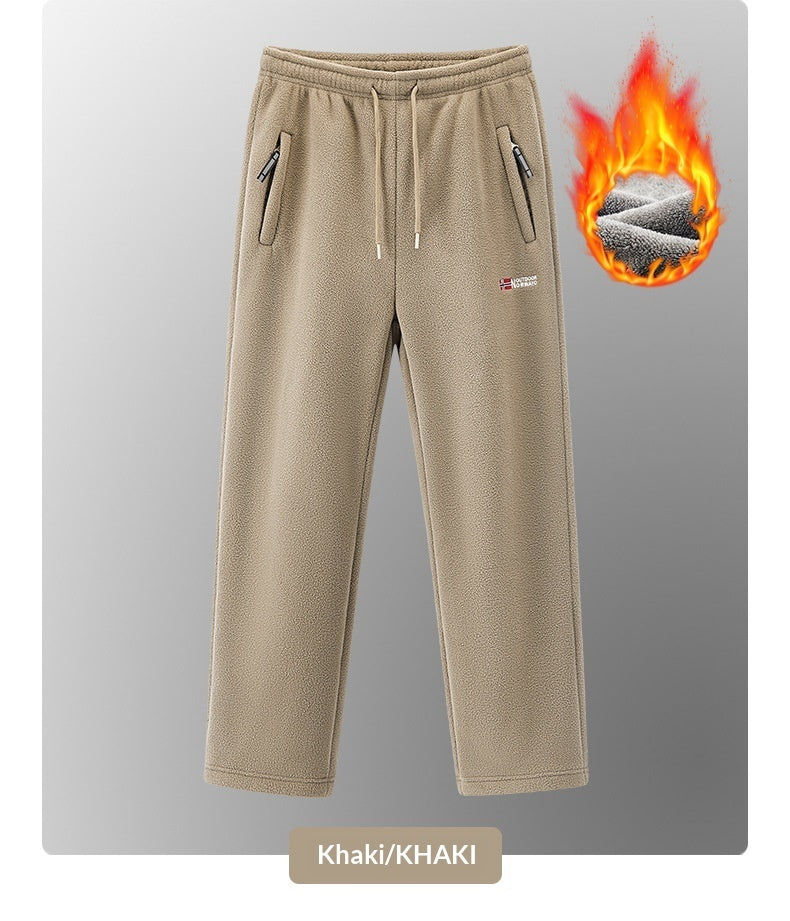 Men New AutumnWinter Fleece Lined Padded Norwegian Style Thermal Pants In American And European Sizes
