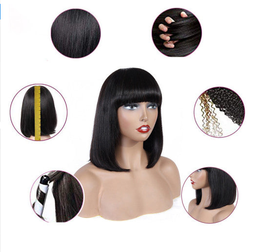 Human Hair Bob Wig Headgear Woven Top Heart Is Natural And Realistic