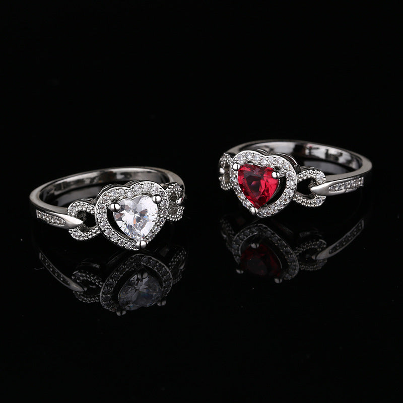 Women's Red Heart-shaped Wedding Ring Personalized Bracelet