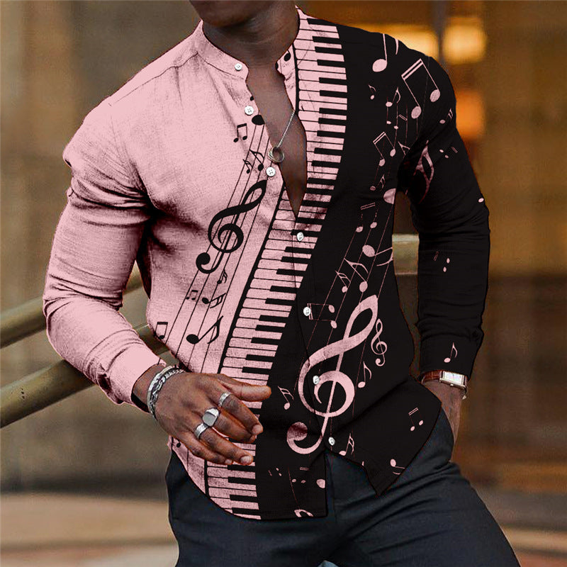 Mens Breathable Long-sleeve Printed Shirt