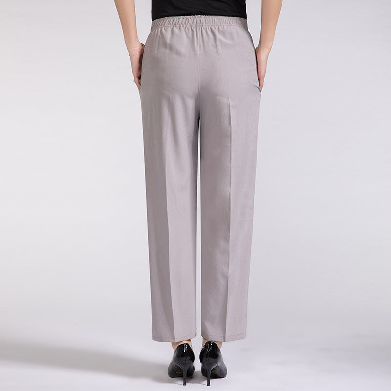 Plus Size Ice Silk Cropped Pants