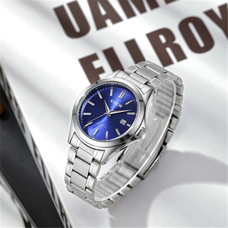 Fashionable Casual Stainless Steel Strap Calendar Quartz Watch