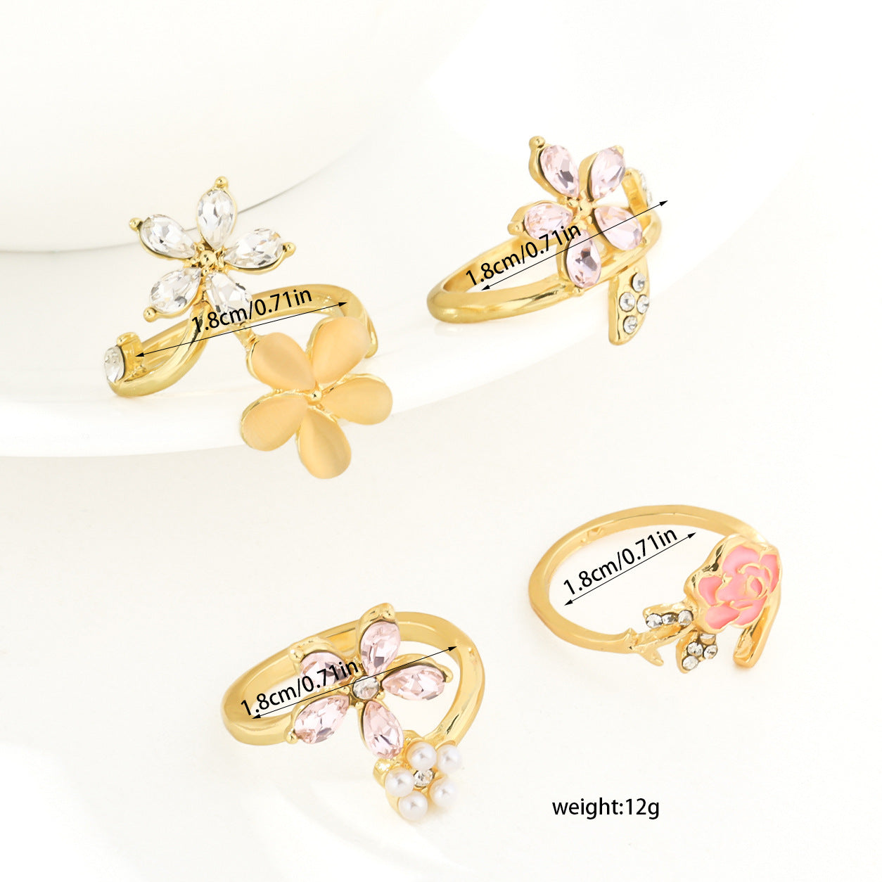 Floral Oil-drop Design Multi-layer Ring Set