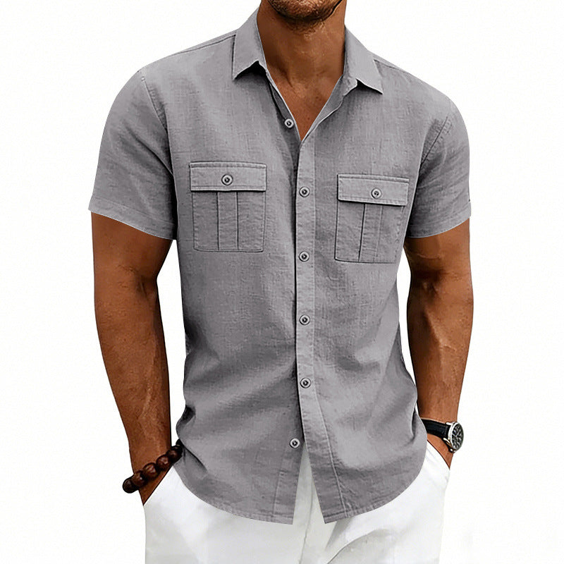 American-style Casual Loose-fit T-shirt With Two Pockets