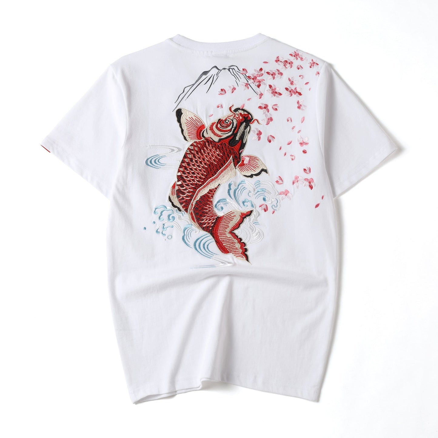 KH628 Rot Koi Fisch Besticktes T-Shirt