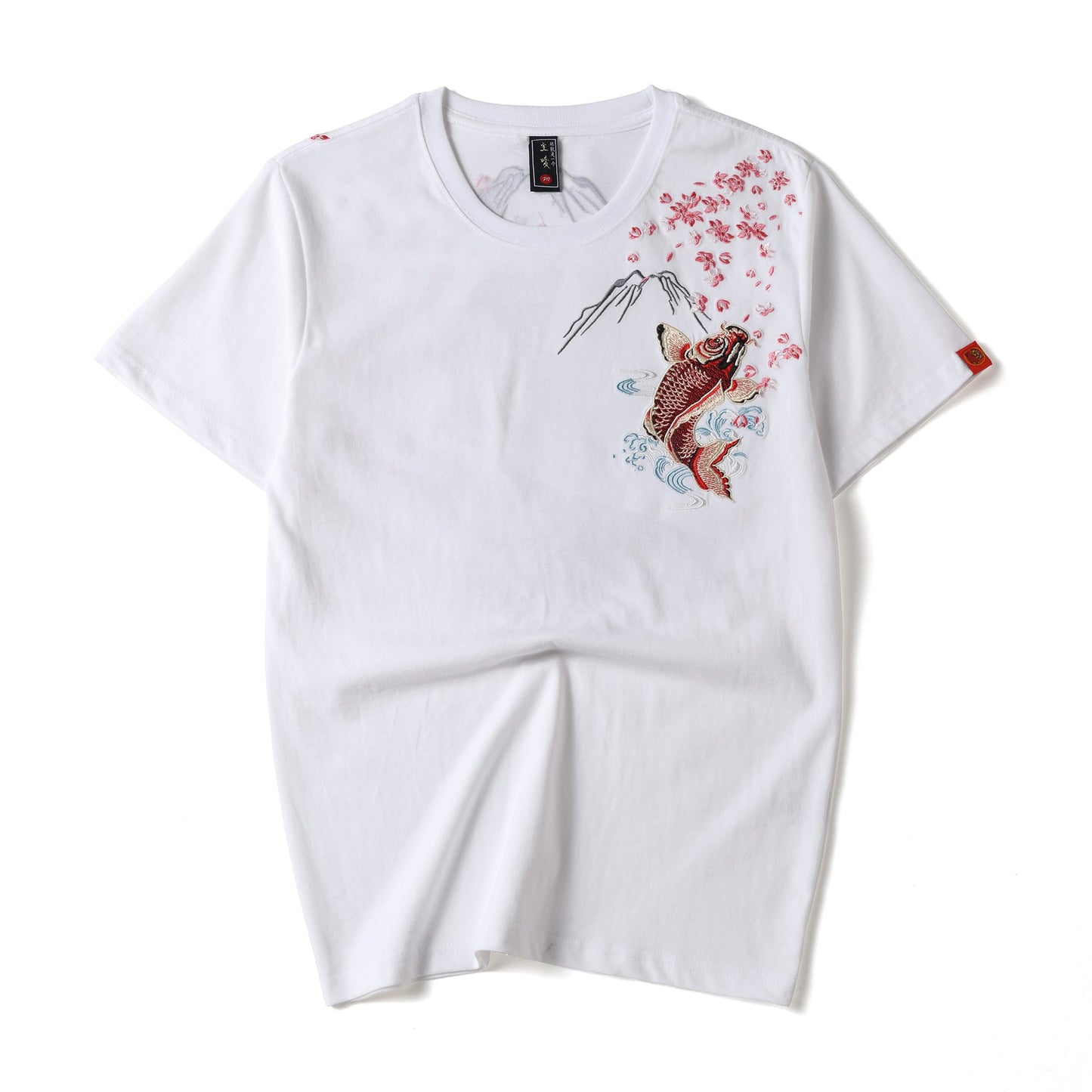 KH628 Rot Koi Fisch Besticktes T-Shirt