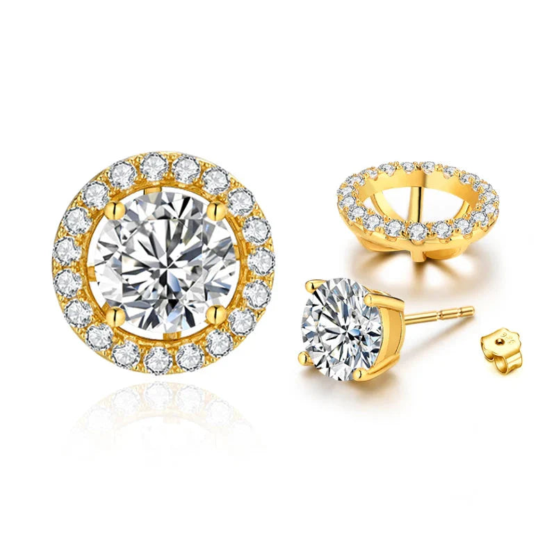 1.0 Ct Moissanite D Color Detachable Stud Earrings 925 Sterling Silver