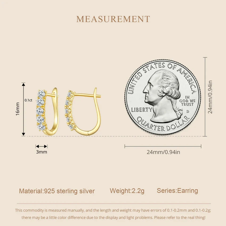 1,0 Karat Moissanit U-förmige Creolen aus 925er Sterlingsilber für Damen, Geschenk