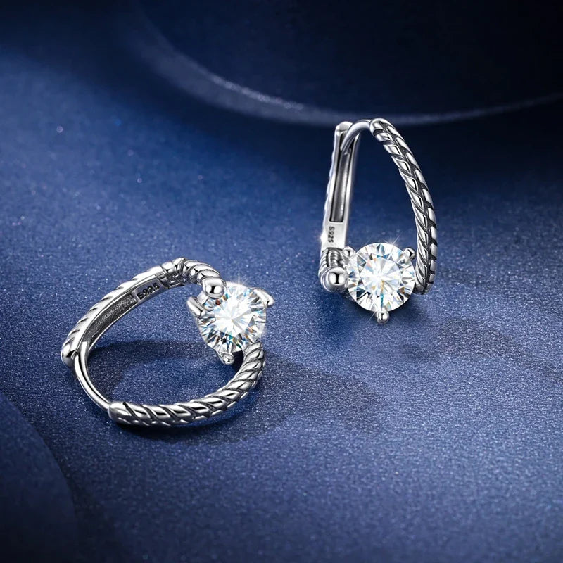 1.0ct Moissanit Creolen S925 Sterling Silber Schlangenkette Für Frauen
