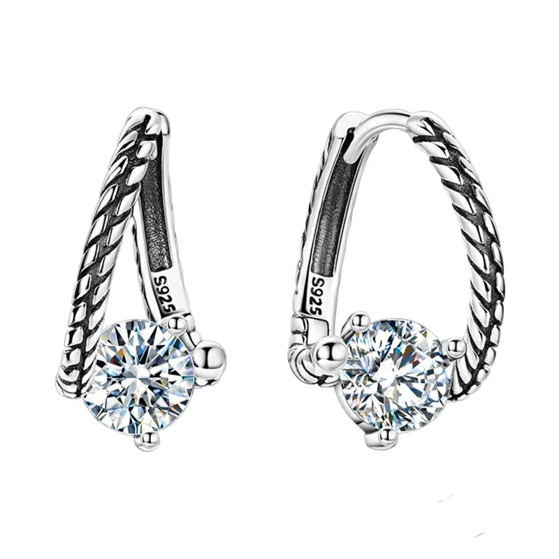 1.0ct Moissanit Creolen S925 Sterling Silber Schlangenkette Für Frauen