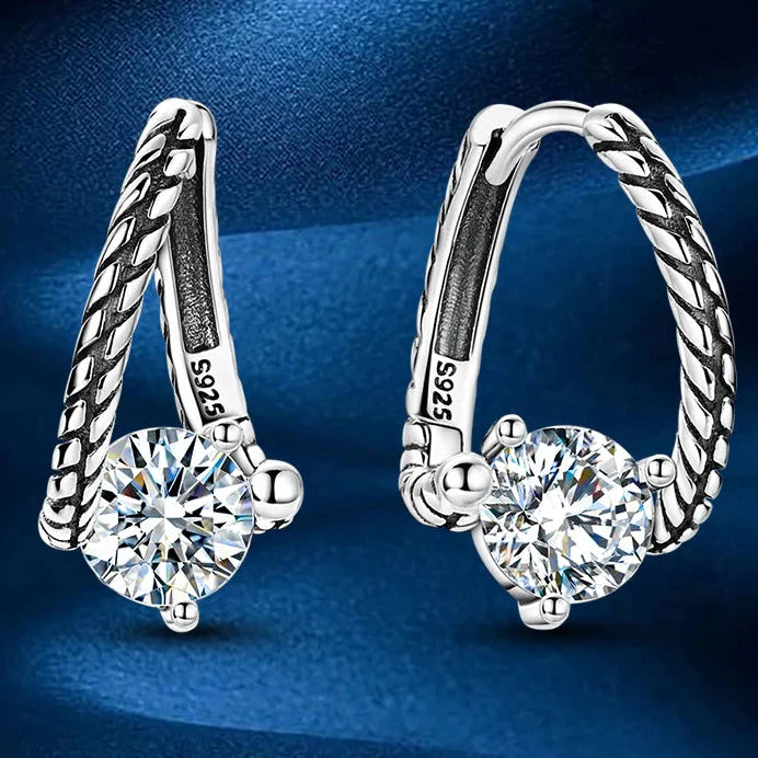 1.0ct Moissanit Creolen S925 Sterling Silber Schlangenkette Für Frauen