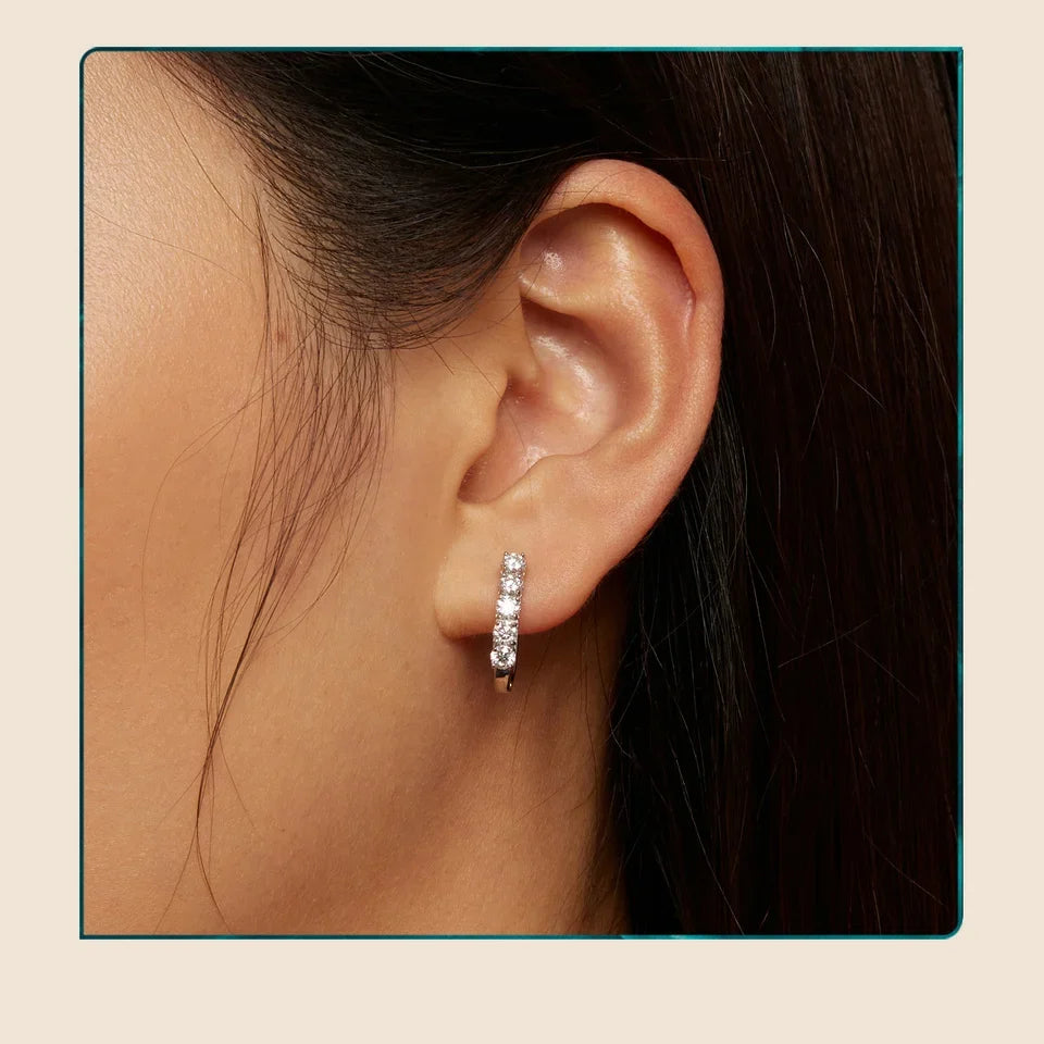 1,0 Karat Moissanit U-förmige Creolen aus 925er Sterlingsilber für Damen, Geschenk