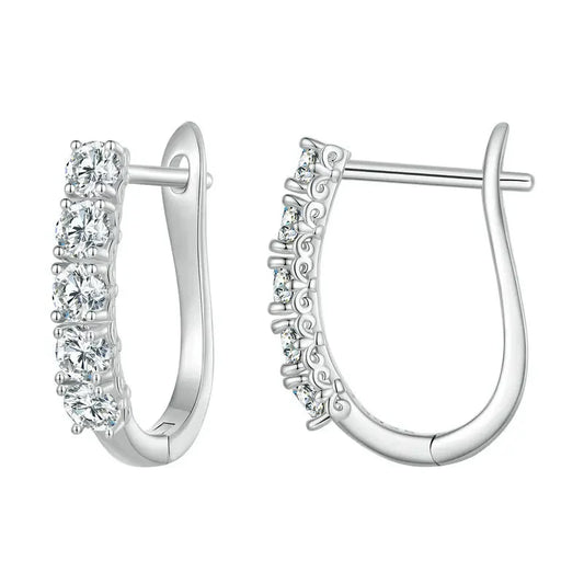 1,0 Karat Moissanit U-förmige Creolen aus 925er Sterlingsilber für Damen, Geschenk