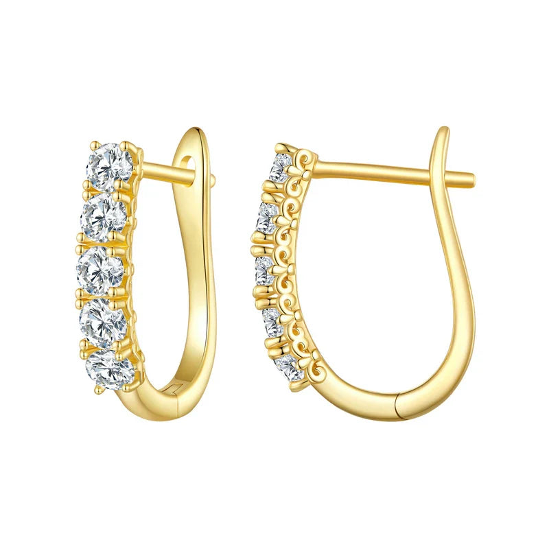 1.0CT Moissanite U-Shaped 925 Sterling Silver Hoop Earrings For Women Gift