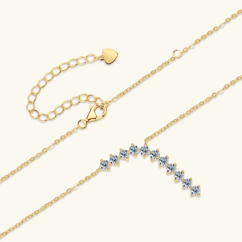 1,7 Karat Moissanit-Halskette und Ohrringe Set 925 Sterling Silber Y-Anhänger D