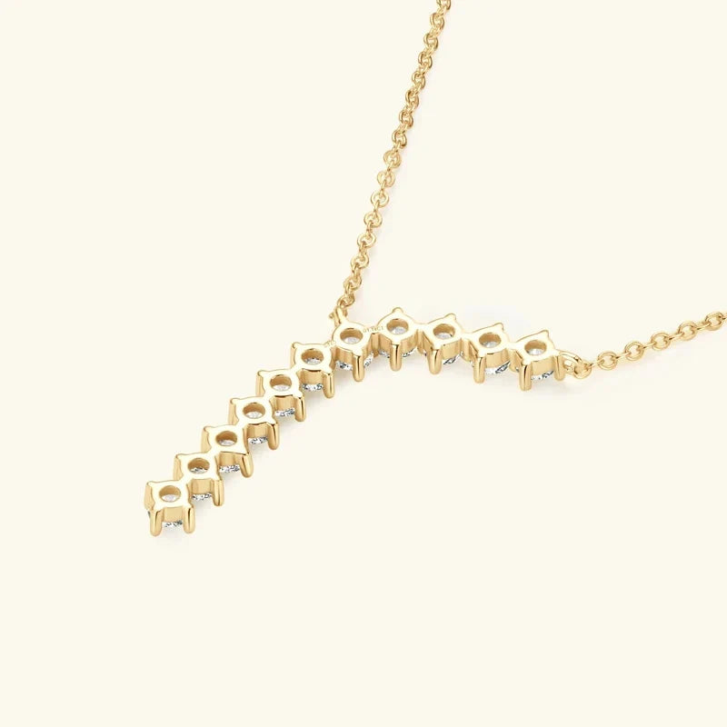 1,7 Karat Moissanit-Halskette und Ohrringe Set 925 Sterling Silber Y-Anhänger D