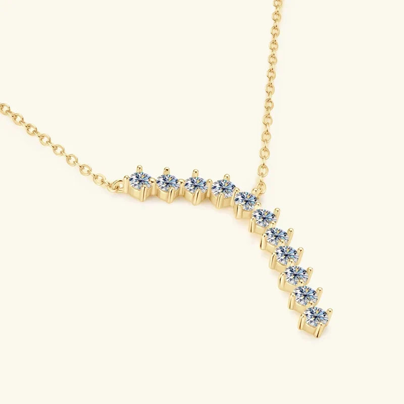 1,7 Karat Moissanit-Halskette und Ohrringe Set 925 Sterling Silber Y-Anhänger D