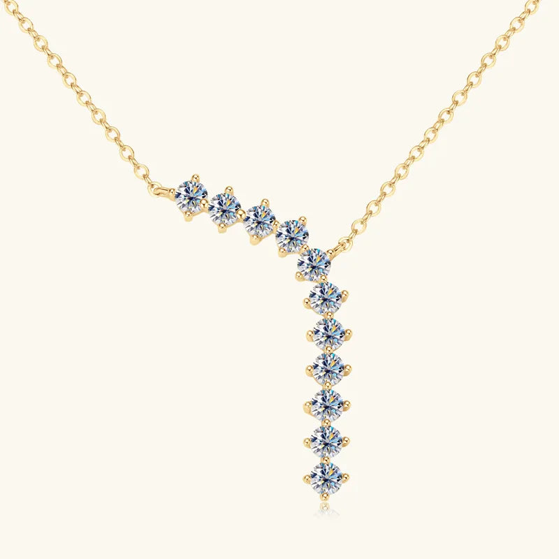 1,7 Karat Moissanit-Halskette und Ohrringe Set 925 Sterling Silber Y-Anhänger D