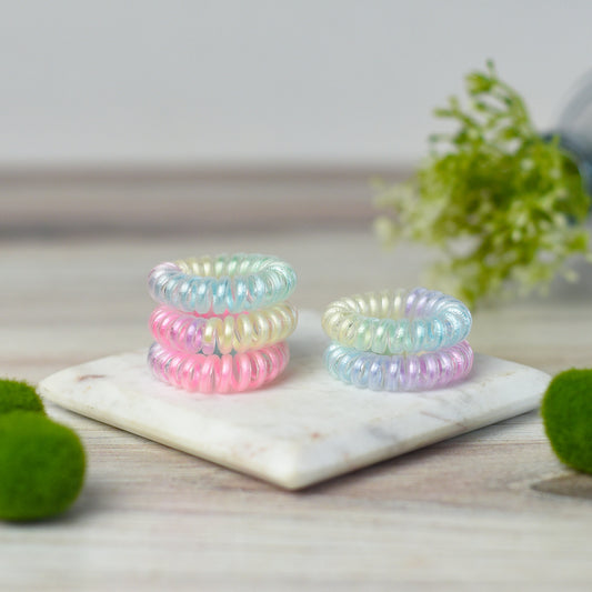 Haarspiralen-Set in Regenbogen-Ombre für mittellanges Haar