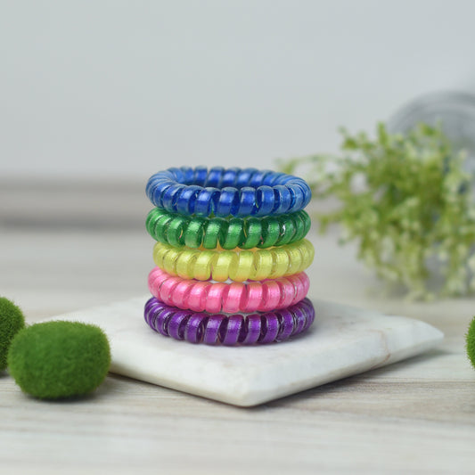 Haargummi-Set in leuchtenden Grosgrain-Farben