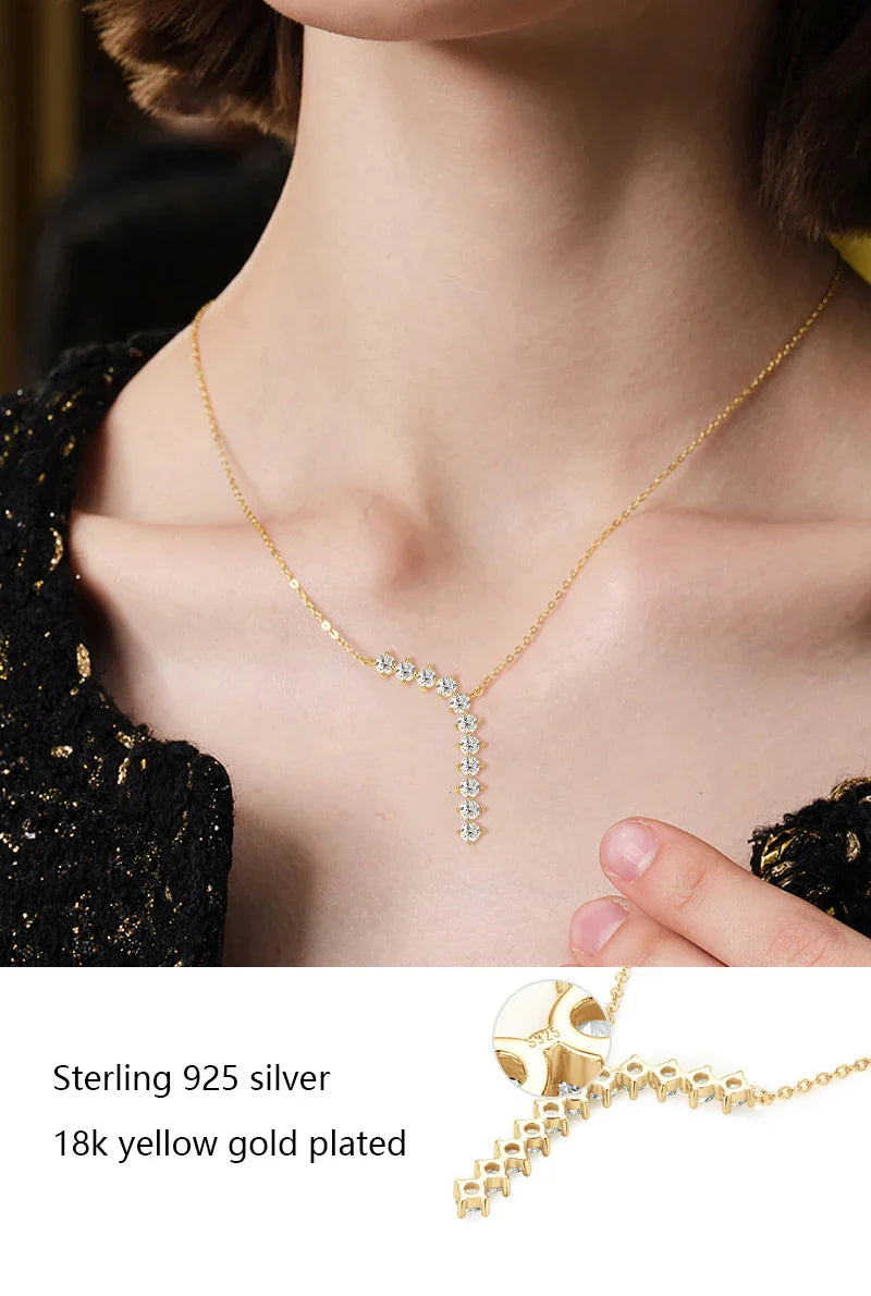 1,7 Karat Moissanit-Halskette und Ohrringe Set 925 Sterling Silber Y-Anhänger D