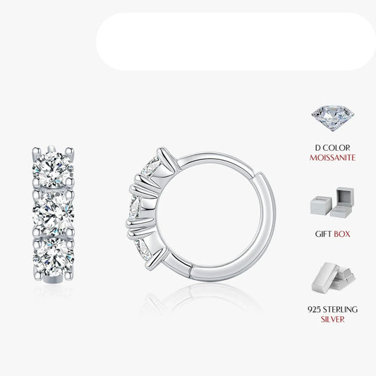 1,8 ct hochklare Moissanit-Geometrie-Creolen aus 925er Sterlingsilber