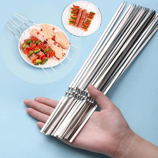 10-20 Stück Edelstahl Grillspieße Wiederverwendbare BBQ Spieße Kebab Eisenstäbchen für Outdoor Camping Picknick Utensilien Kochutensilien Edelstahl Grillspieße Langlebige und wiederverwendbare Metallspieße
