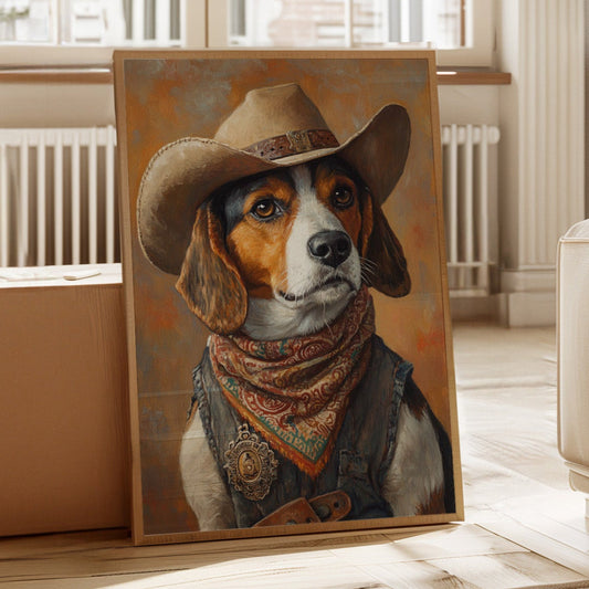 Hilfssheriff Beagle mit Bandana und Hut