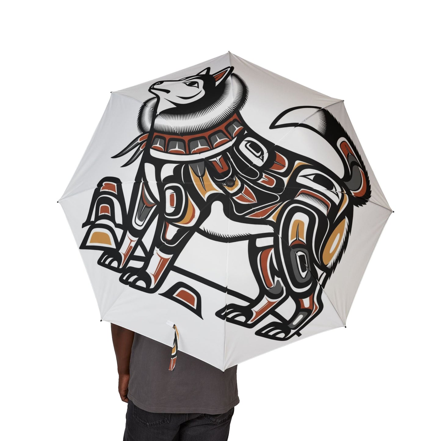 48" Halbautomatischer Regenschirm – Winddichter großer Reise-Regenschirm