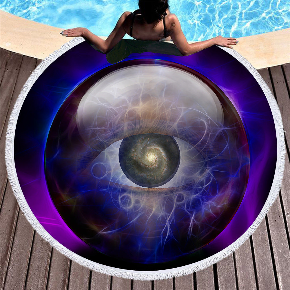 Retro round printed beach towel