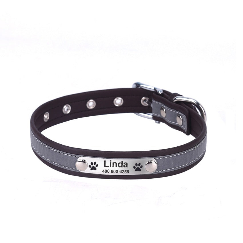 Reflective Lettering Collar Small And Medium Dog Collar Microfiber Soft Cat Collar