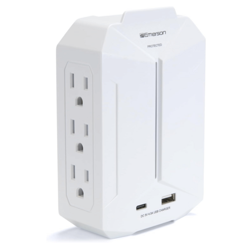 Emerson 6-Outlet + USB Wall Charger with Surge Protection and LED