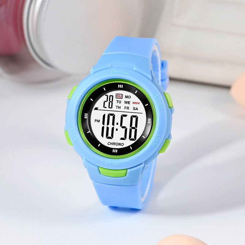 Fashion Pin Buckle Luminous Waterproof PU Strap Student Electronic Watch