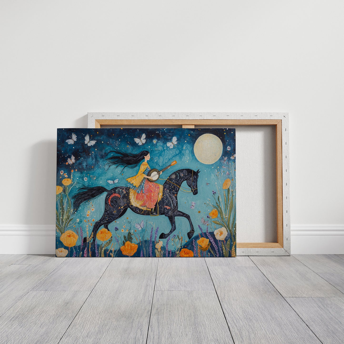Mélodie au clair de lune à cheval dans la nuit