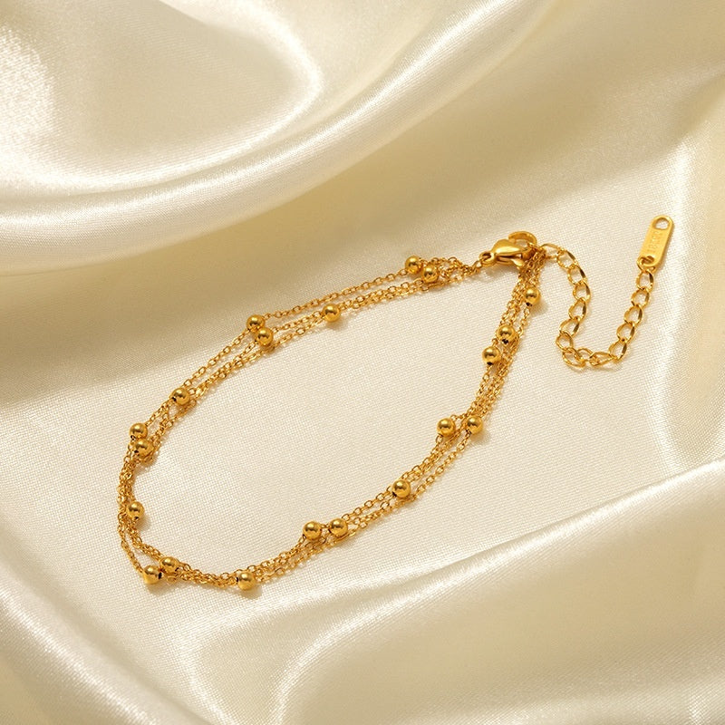Fashionable And Minimalist Multi-layer Metal Bead Anklet