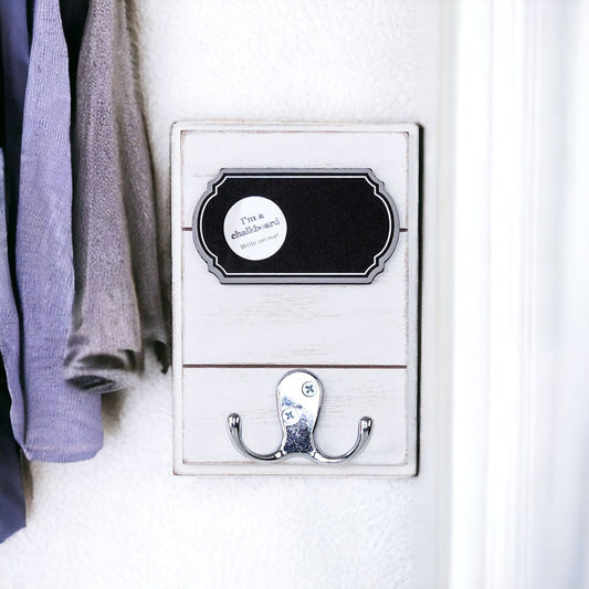 Wood Hookboard With Chalkboard Label And Single Hook For Coats Hats Keys 4.75 x 6.75 x 0.75