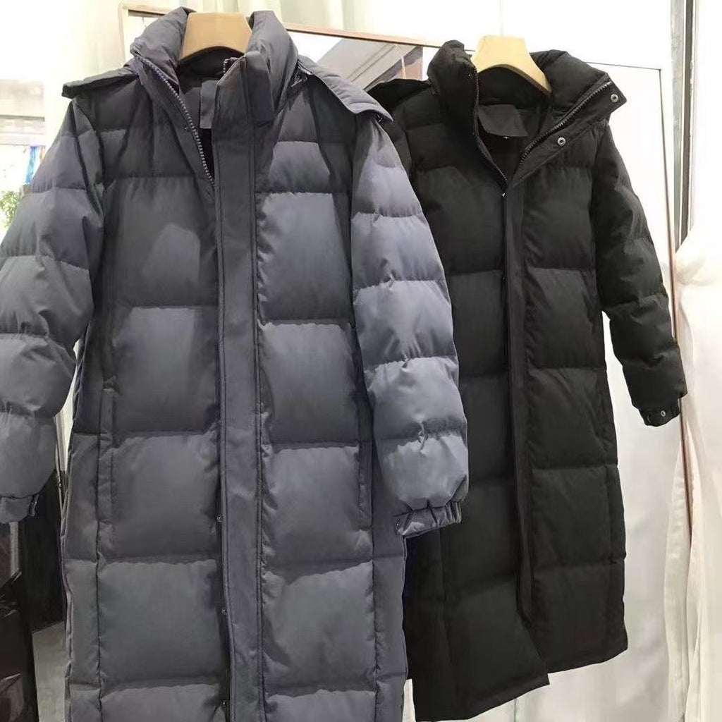 Mid-length Couple Men's And Women's Winter Down Hooded Jacket