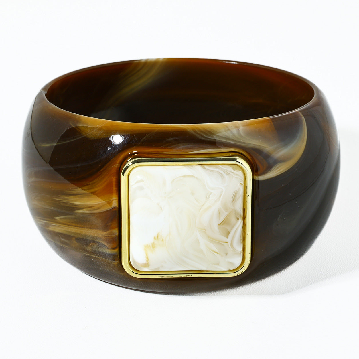 Retro Ombre Gold-Edged Square Resin Bracelet